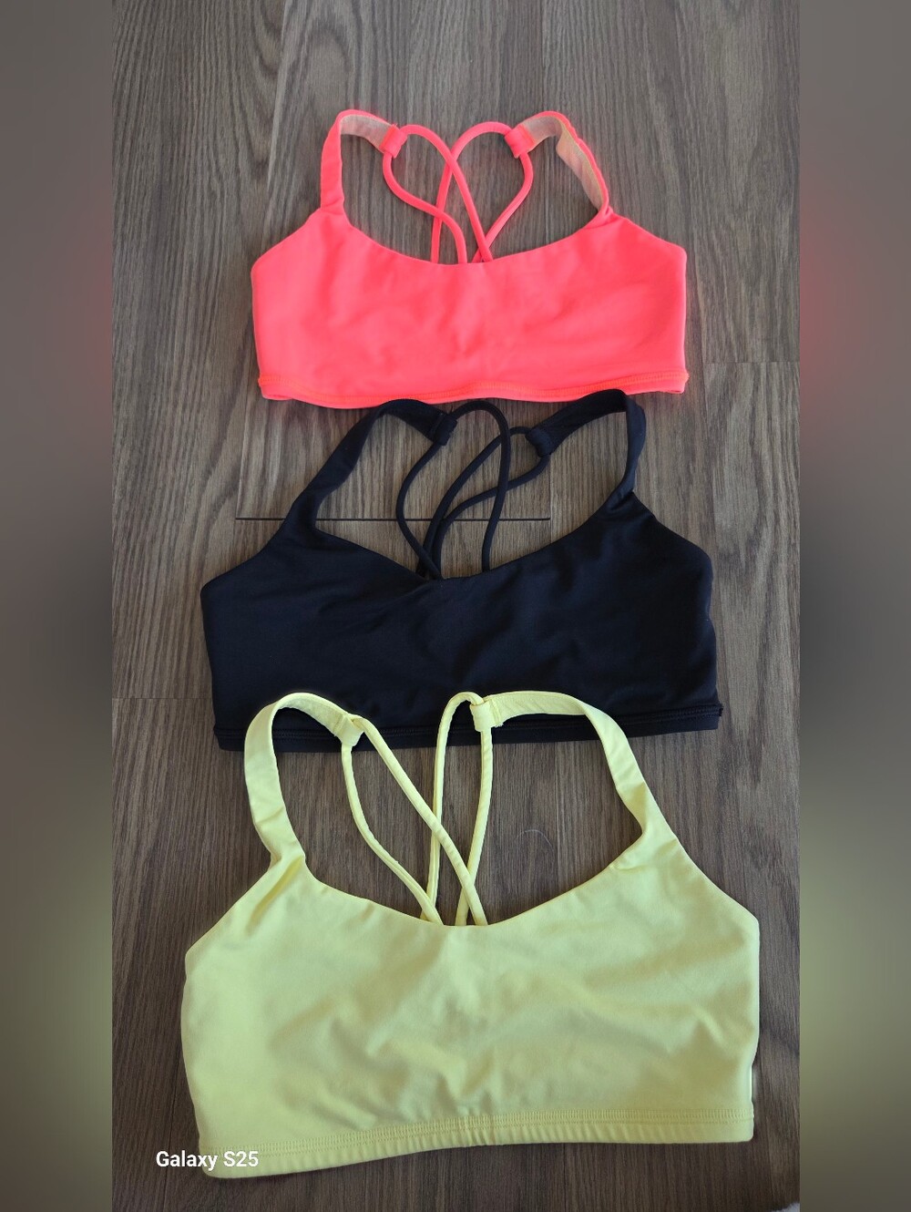 lululemon athletica Strappy Sports Bra Trio - Neon Pink, Black & Light Yellow